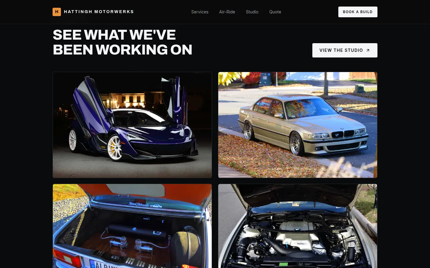 Hattingh MotorWerks "See what we've been working on" gallery of recent vehicle builds